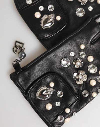 Dolce & Gabbana Blue Logo Fingerless Wrist Length Mitten Gloves