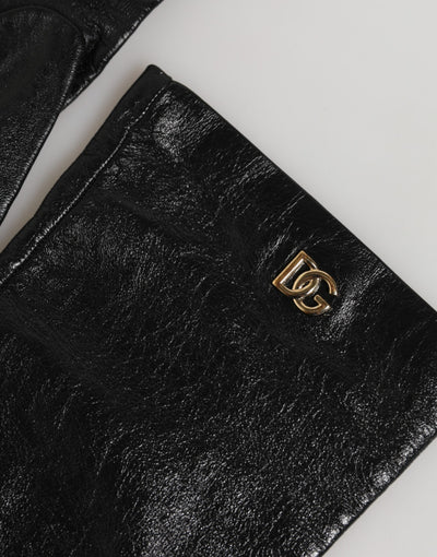 Dolce & Gabbana Black Polyester Elbow Length Mitten Gloves