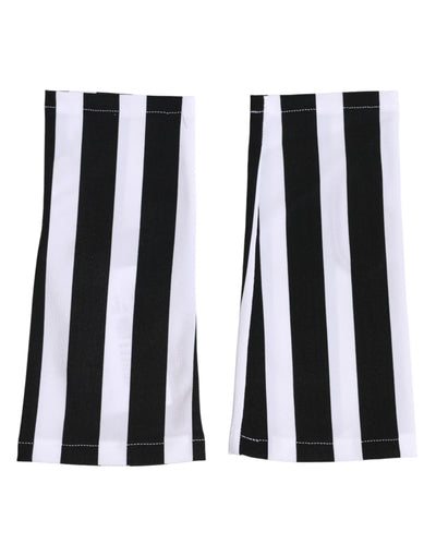 Dolce & Gabbana Black White Nylon Fingerless Wrist Length Gloves