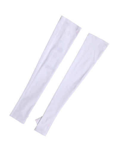 Dolce & Gabbana White Nylon Fingerless Elbow Length Mitten Gloves