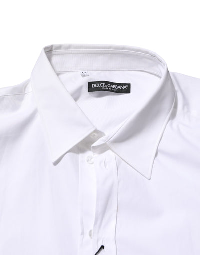 Dolce & Gabbana White Cotton Collared Long Sleeve Men Dress Shirt