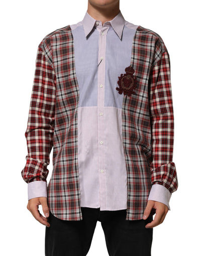 Dolce & Gabbana Multicolor Cotton Collared Checkered Shirt