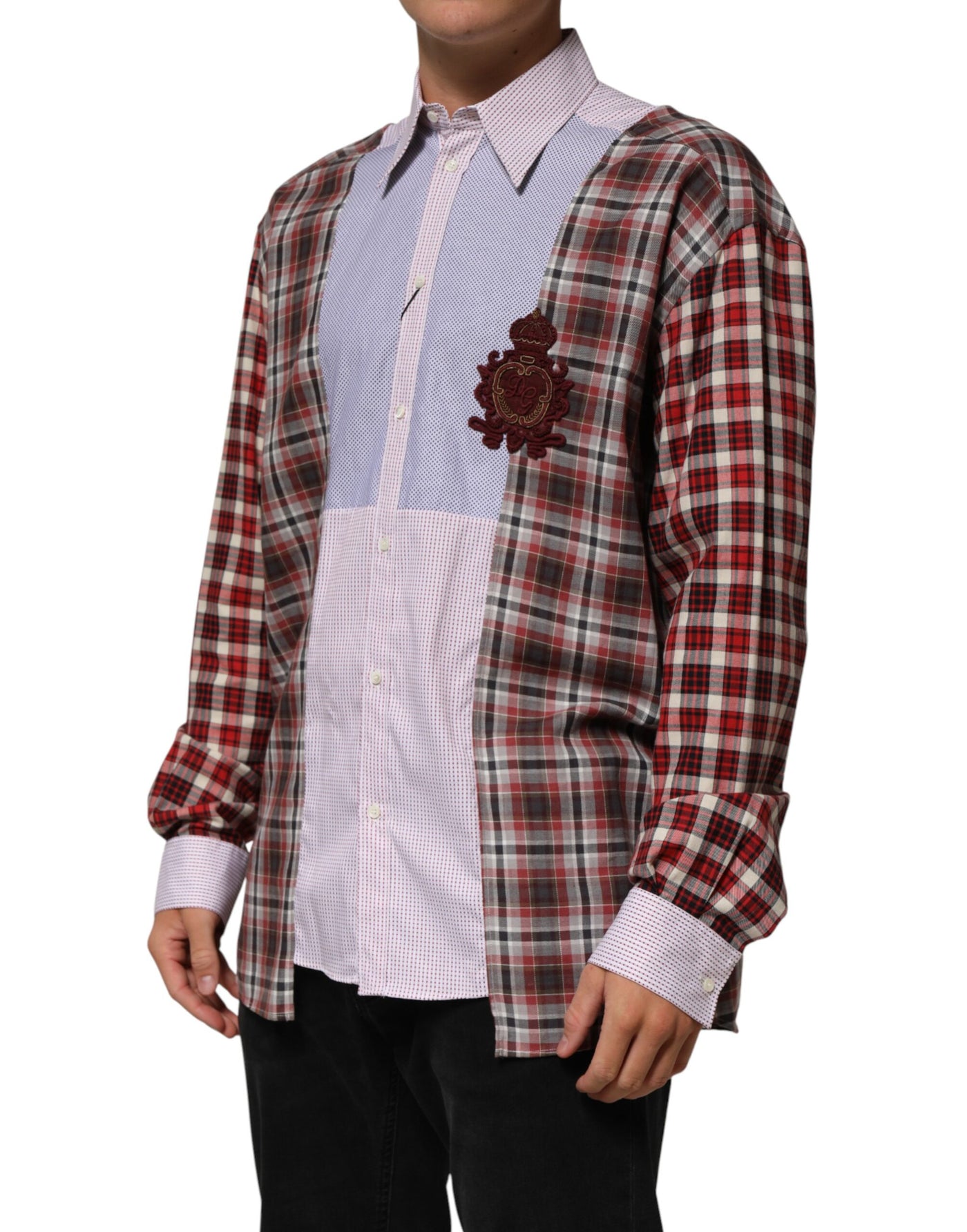 Dolce & Gabbana Multicolor Cotton Collared Checkered Shirt