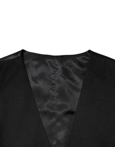 Dolce & Gabbana Black Polyester Dress Formal Waistcoat Vest