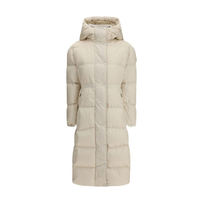 Moncler The long Down Jacket with hood and wool trims