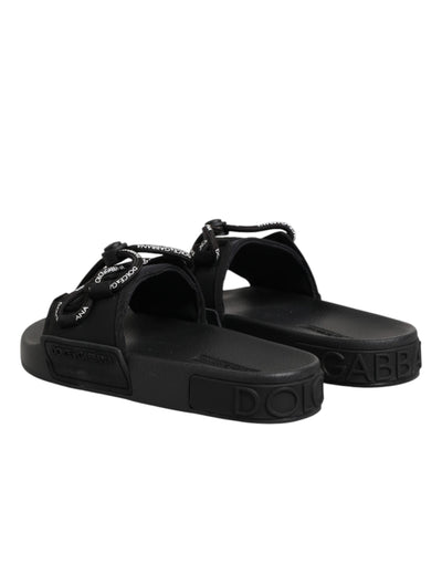 Dolce & Gabbana Black logo print Slides Beachwear Shoes