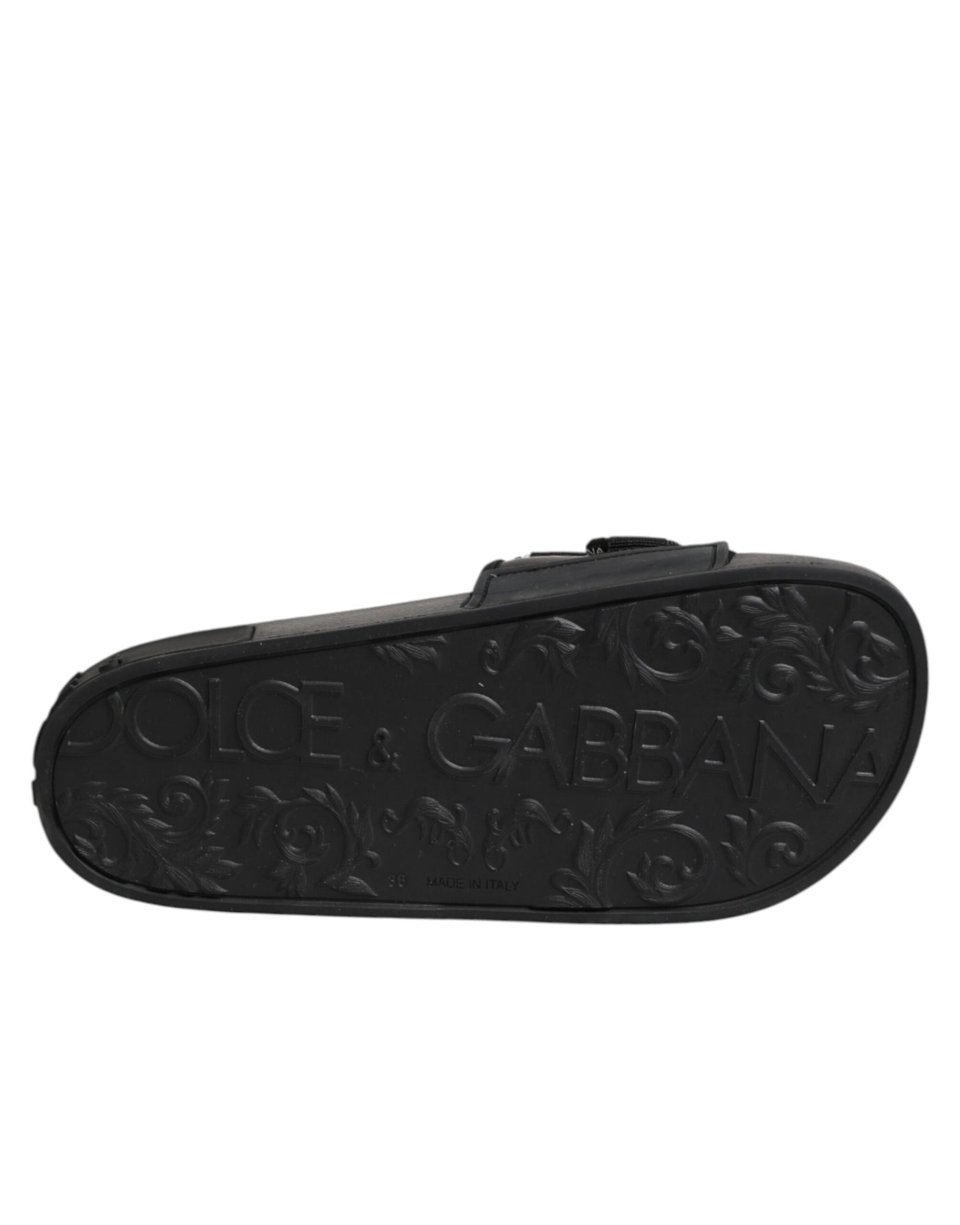 Dolce & Gabbana Black logo print Slides Beachwear Shoes