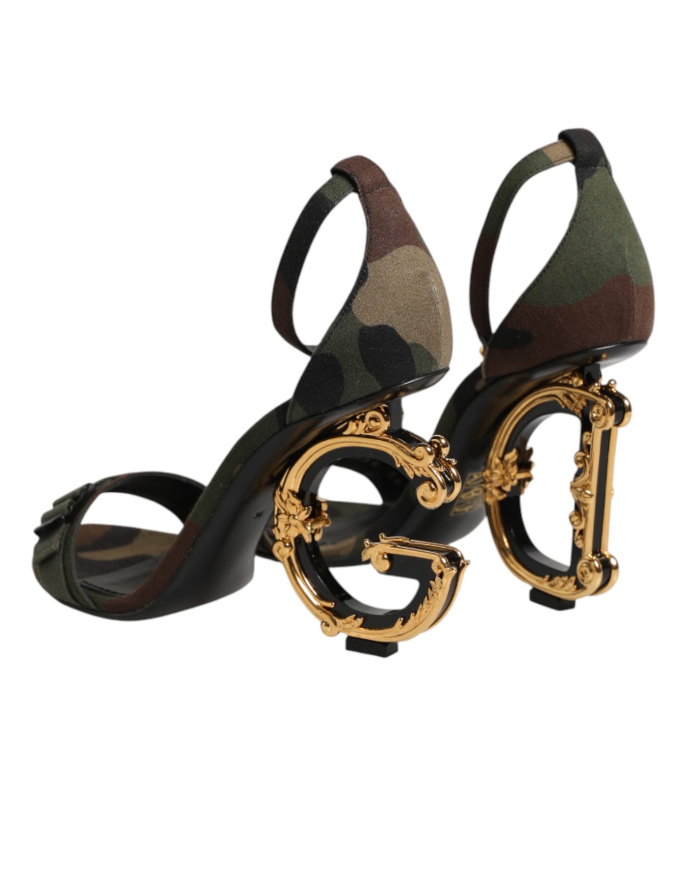 Dolce & Gabbana Multicolor DG Logo Heels Camouflage Sandals Shoes