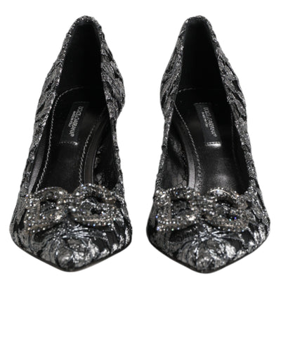 Dolce & Gabbana Silver Lace DG Amore Heels Pumps Shoes