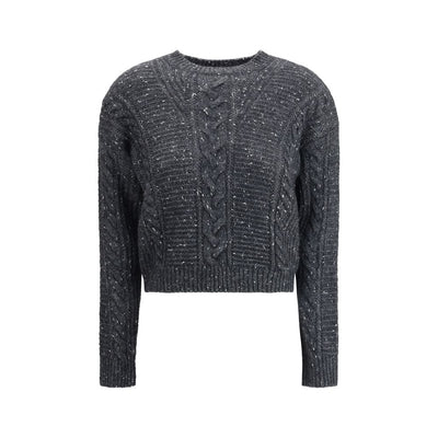 Max Mara cropped boxy Sweater in alpaca-blend yarn interwoven with metallic fibers