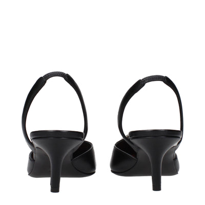 Amina Muaddi Black Leather Pumps