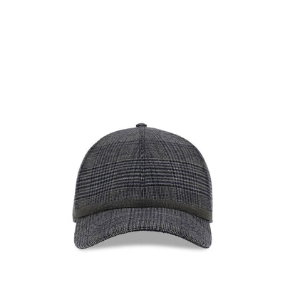 Brunello Cucinelli Prince of Wales Fabric Baseball Hat with Shiny Band