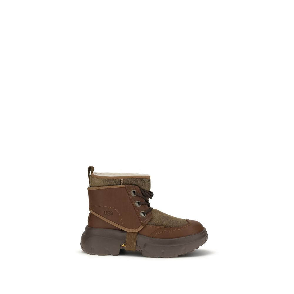 UGG Brown Leather Lace-Up Boots