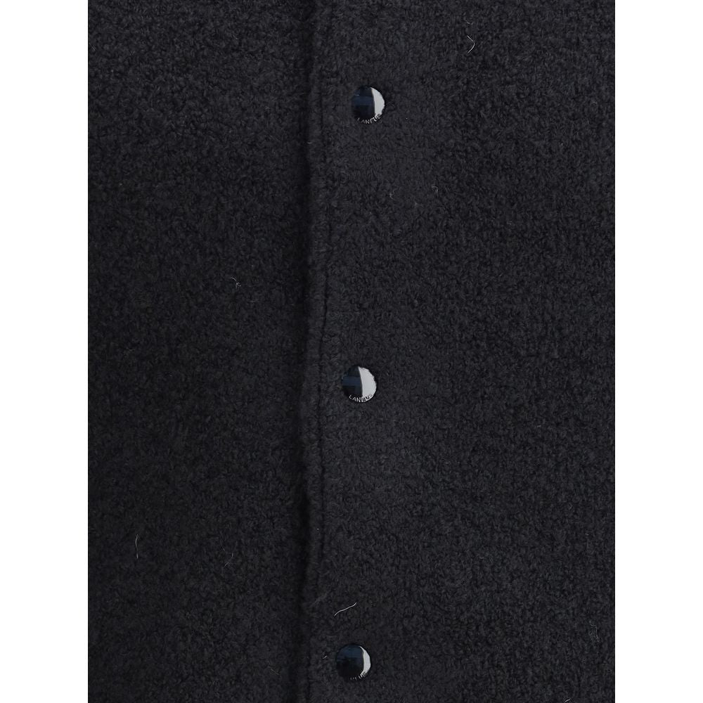 Laneus Black Merino Wool Bomber
