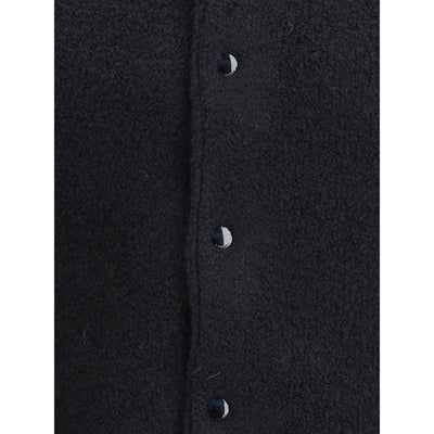 Laneus Black Merino Wool Bomber