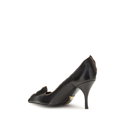 Prada Black Leather High Heel Pumps