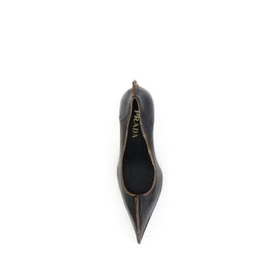 Prada Black Leather High Heel Pumps