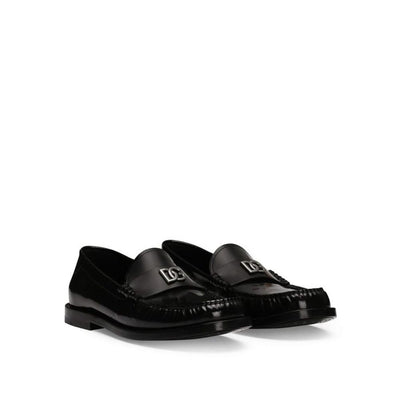 Dolce & Gabbana Black Calfskin Slip-On Loafers