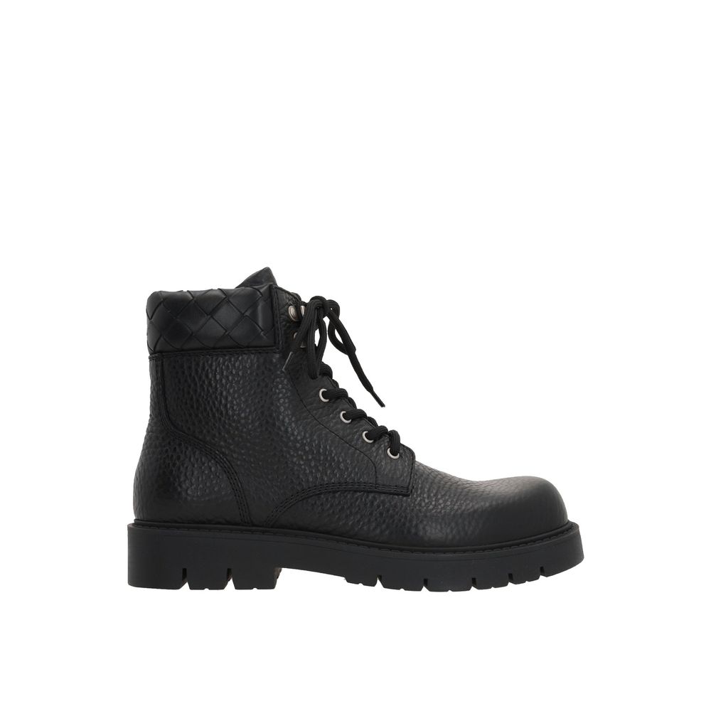 Bottega Veneta Black Calfskin Lace-Up Boots