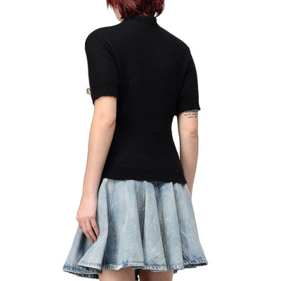 Balmain Zwarte Merinowol Tanktops