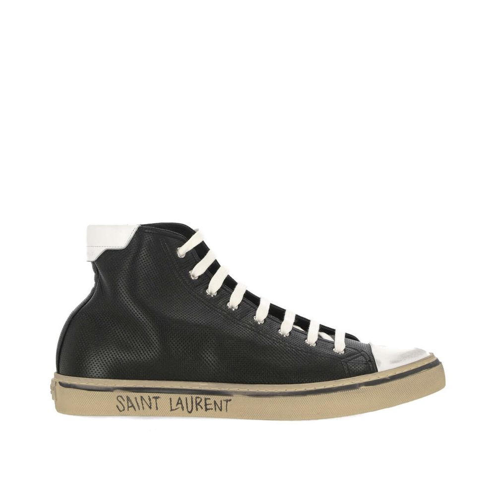 Saint Laurent Zwarte Kalfsleren Hoge Sneakers