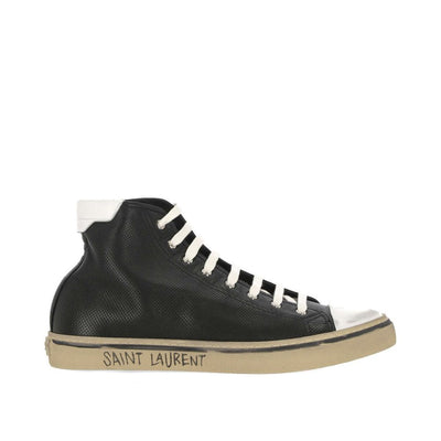 Saint Laurent Zwarte Kalfsleren Hoge Sneakers