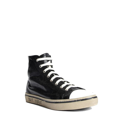 Saint Laurent Zwarte Kalfsleren Hoge Sneakers