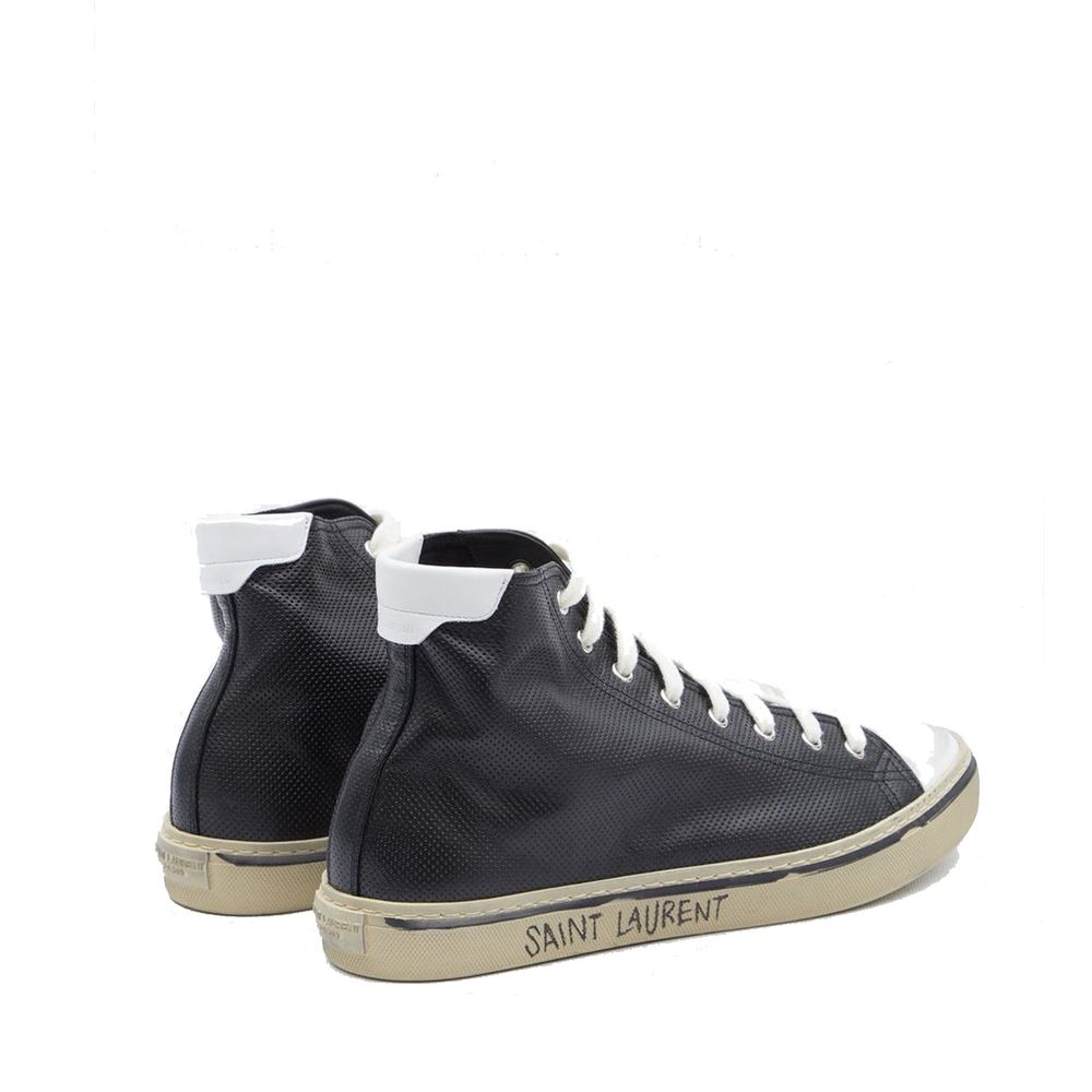 Saint Laurent Zwarte Kalfsleren Hoge Sneakers