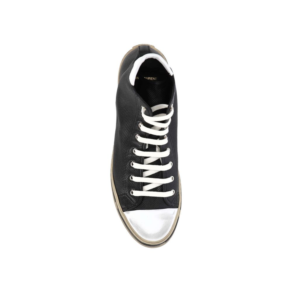 Saint Laurent Zwarte Kalfsleren Hoge Sneakers