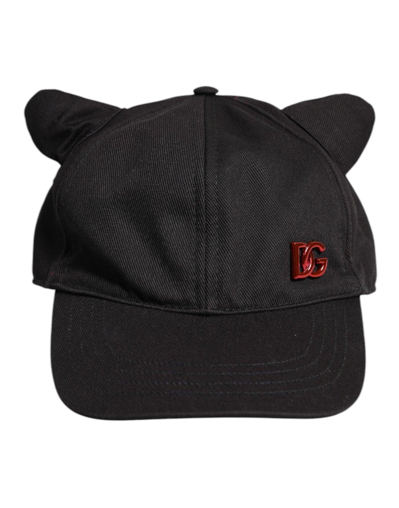 Dolce & Gabbana Black Cotton Logo Patch 6 Panels Baseball Cap Hat
