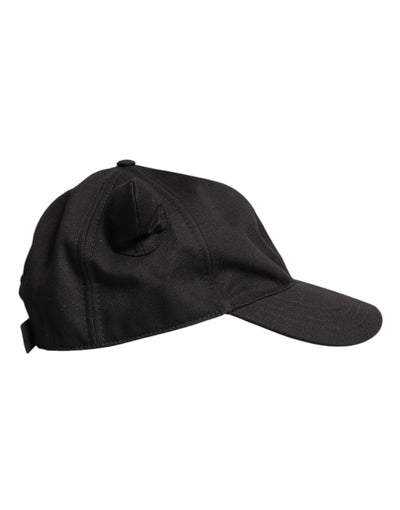 Dolce & Gabbana Black Cotton Logo Patch 6 Panels Baseball Cap Hat
