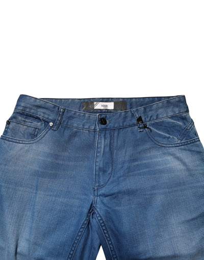 Verri Blue Washed Cotton Regular Fit Men Denim Trouser Jeans