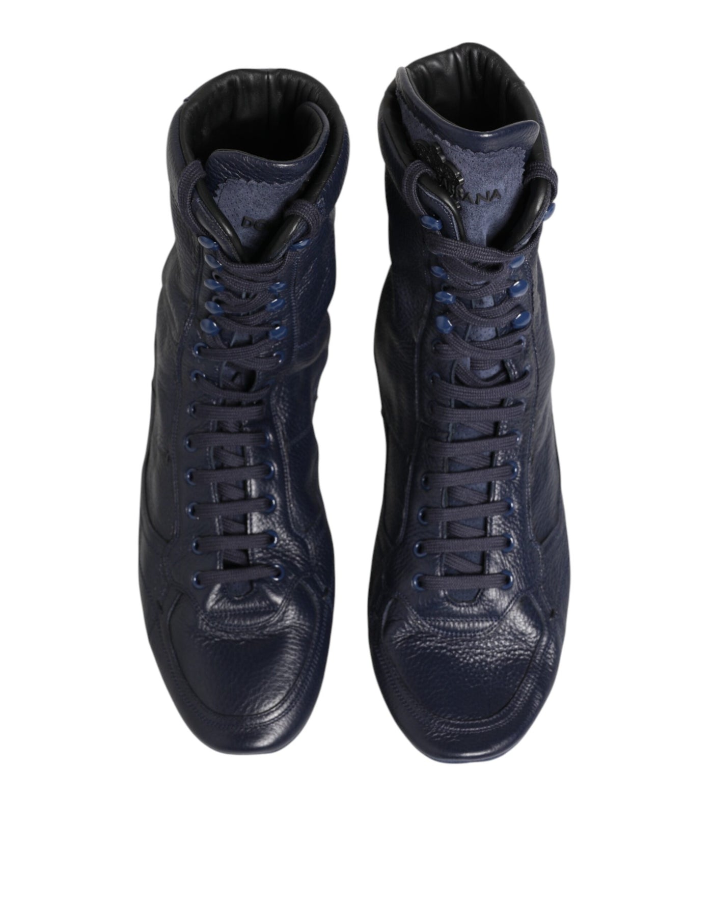 Dolce & Gabbana Dark Blue Deer Leather Mid Calf Boots Shoes