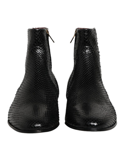 Dolce & Gabbana Black Leather Chelsea Short Ankle Boots  Shoes