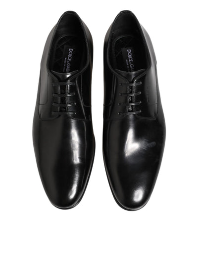 Dolce & Gabbana Black Calfskin Leather Derby Men Dress Shoes