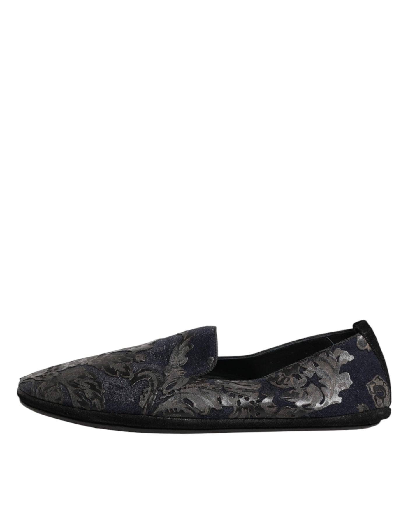 Dolce & Gabbana Black Jacquard Leather Slip On Loafers Shoes