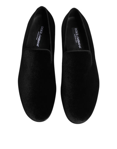 Dolce & Gabbana Black Leather Suede Slip On Loafers Dress Shoes