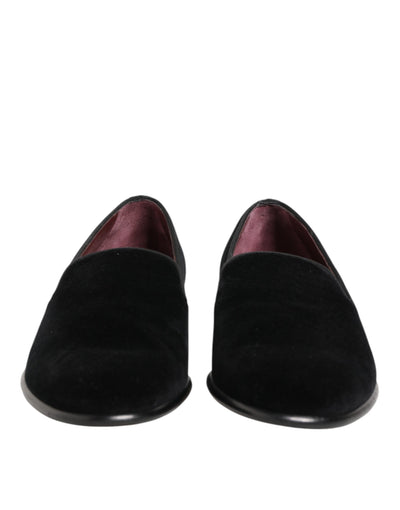 Dolce & Gabbana Black Leather Suede Slip On Loafer Dress Shoes