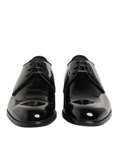 Dolce & Gabbana Black Calfskin Leather Derby Dress Shoes
