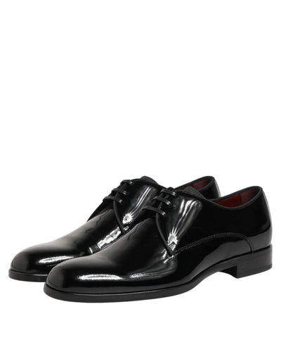 Dolce & Gabbana Black Calfskin Leather Derby Dress Shoes