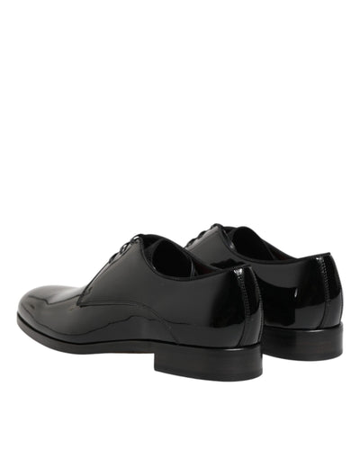 Dolce & Gabbana Black Calfskin Leather Derby Dress Shoes