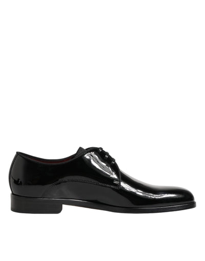 Dolce & Gabbana Black Calfskin Leather Derby Dress Shoes