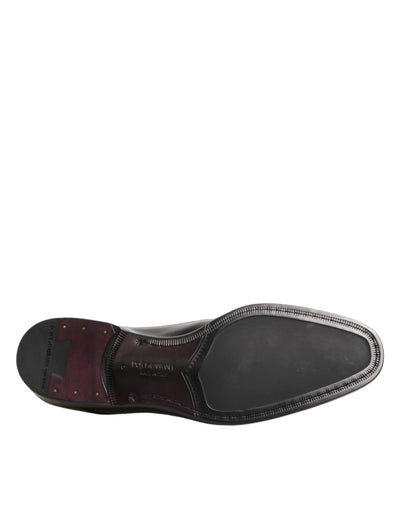 Dolce & Gabbana Black Calfskin Leather Derby Dress Shoes