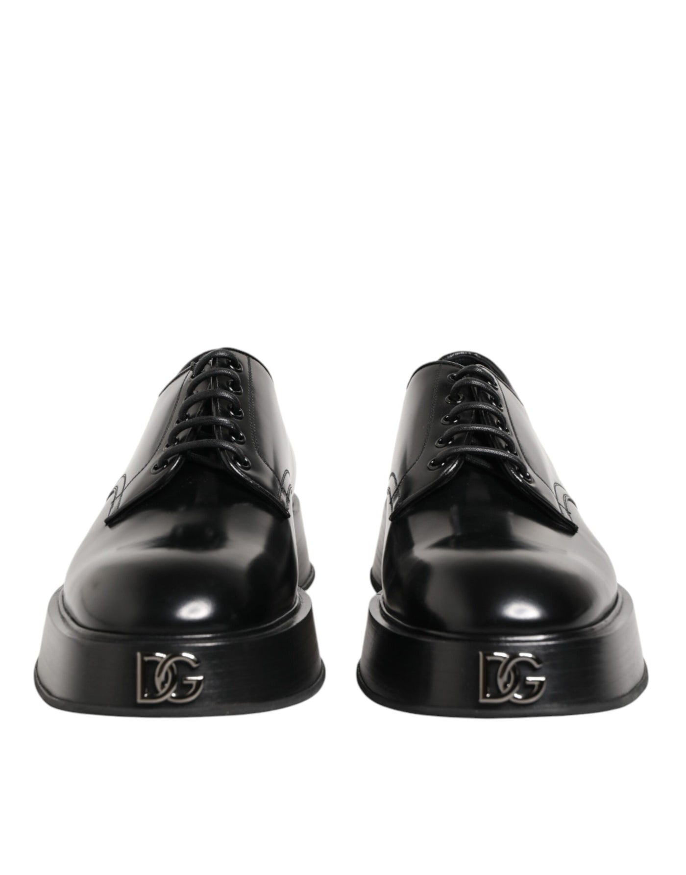Dolce & Gabbana Black Calfskin Leather Men Derby Dress Shoes