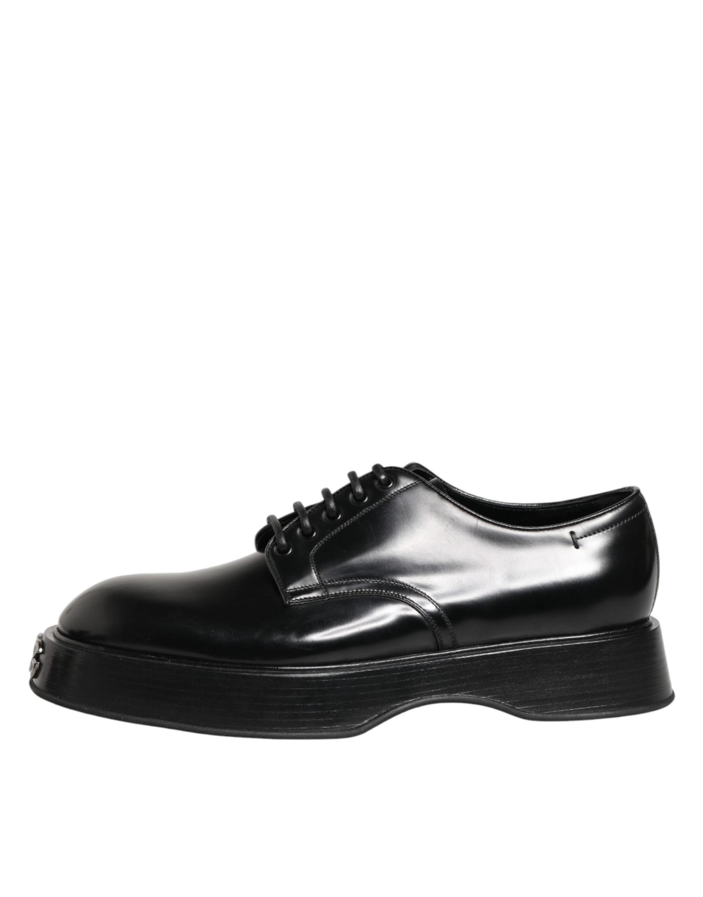 Dolce & Gabbana Black Calfskin Leather Men Derby Dress Shoes