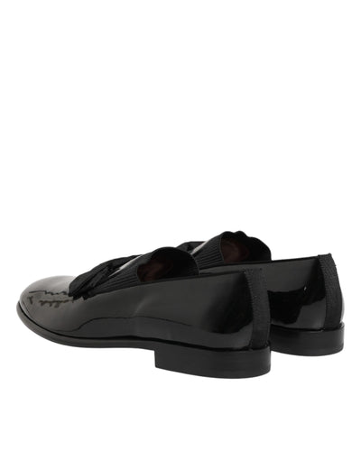 Dolce & Gabbana Black Leather Slip On Dress Men Loafers Shoes