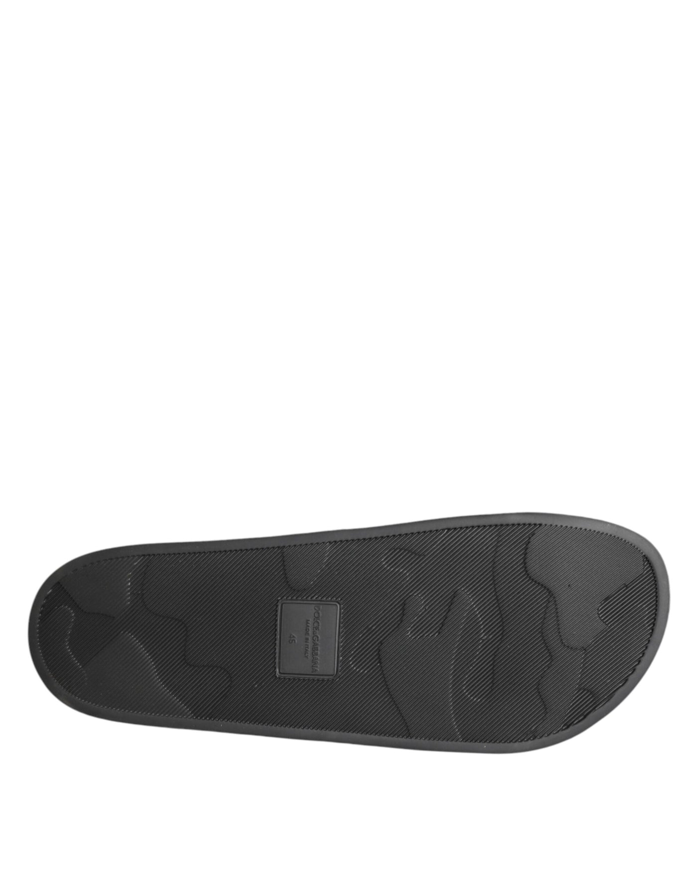 Dolce & Gabbana Black Leather Slides Sandals Beachwear Shoes