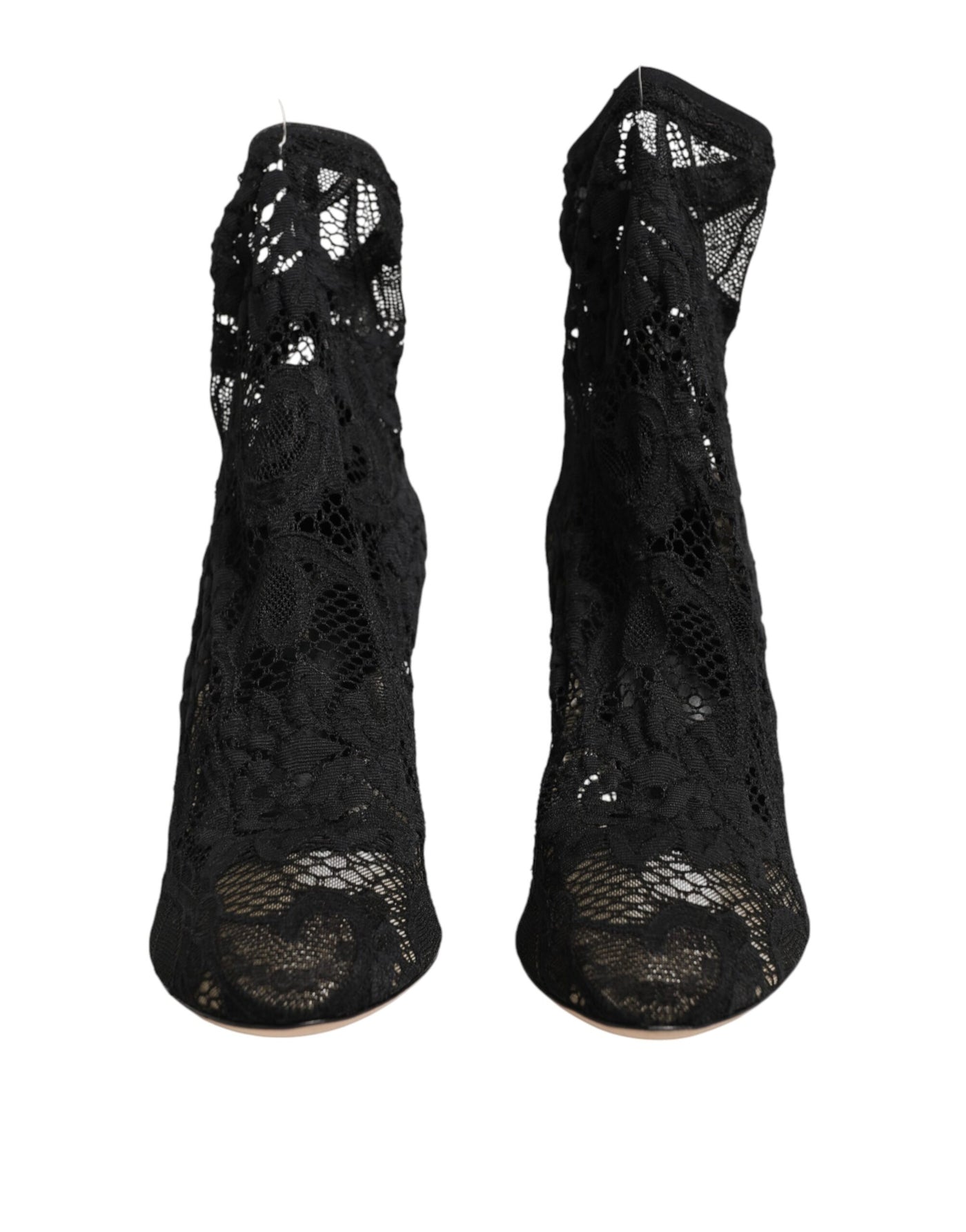 Dolce & Gabbana Black Stretch Socks Taormina Lace Boot Shoes