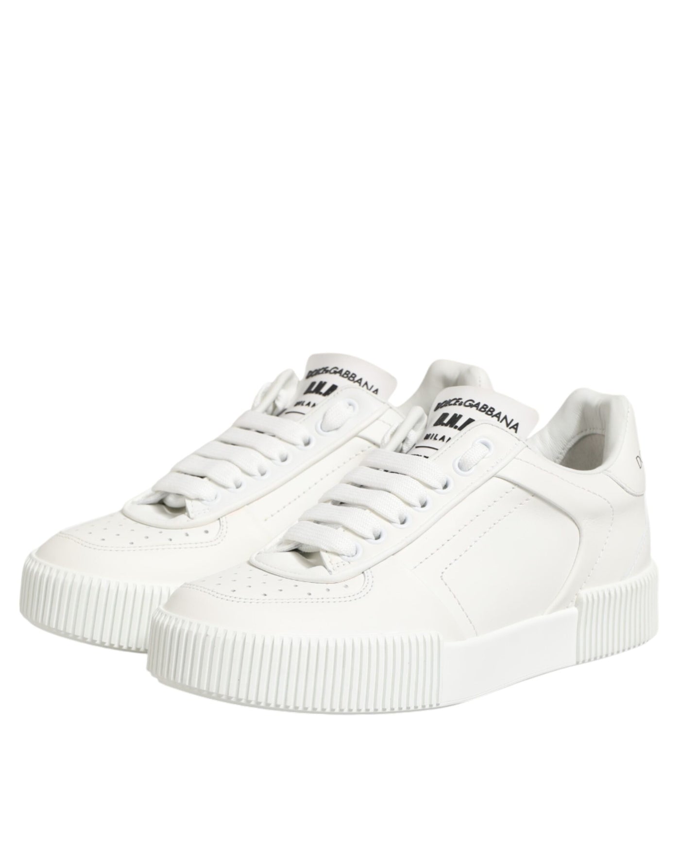 Dolce & Gabbana White Leather MIAMI Low Top Sneakers Shoes