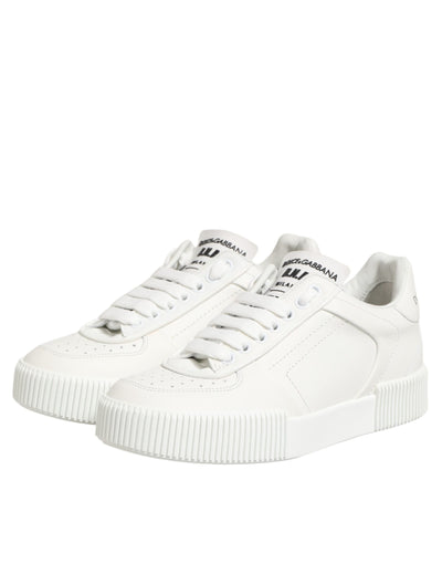 Dolce & Gabbana White Leather MIAMI Low Top Sneakers Shoes